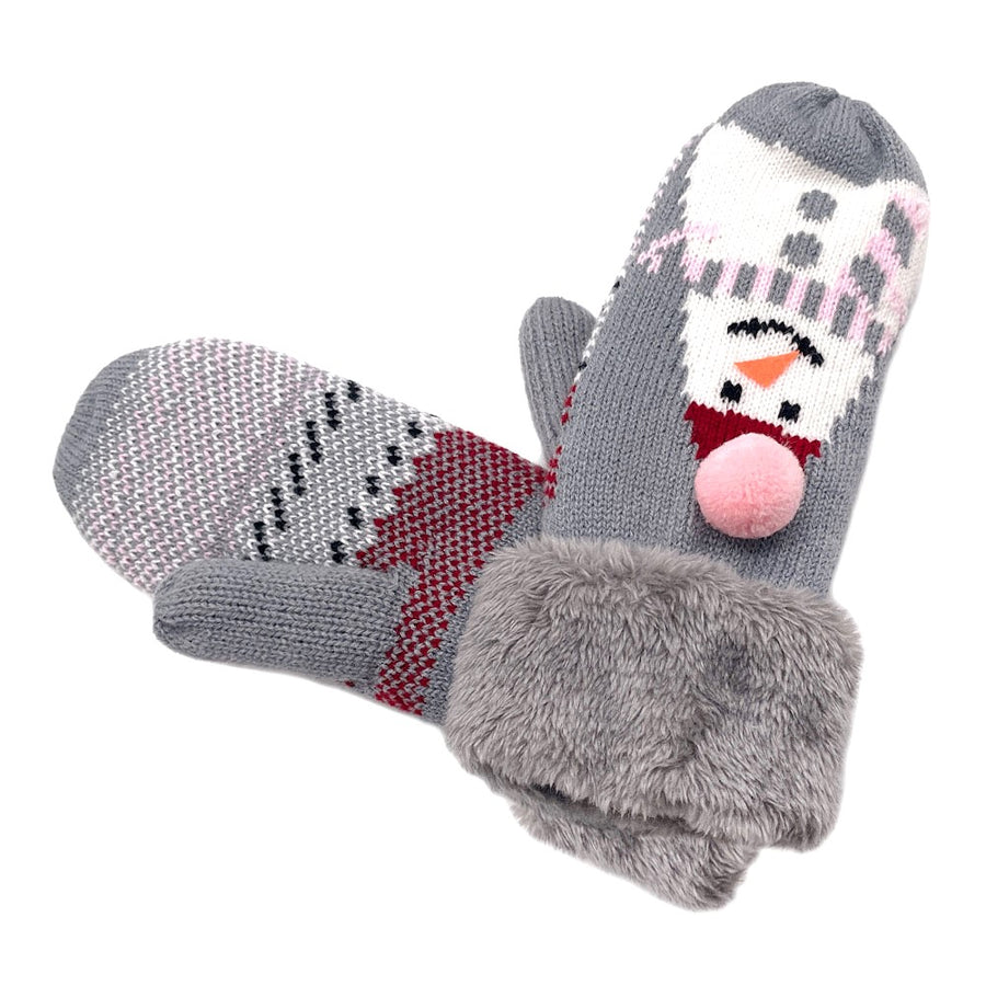 Camel Snowman Faux Fur Mitten Gloves