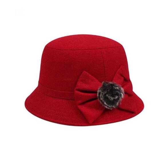 Red Shaped Bow Floral Hat