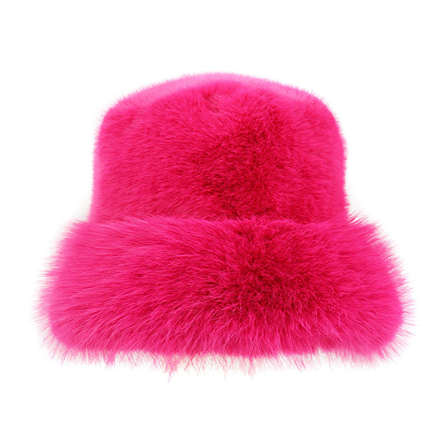 Stylish Burgundy Faux Fur Russian Style Plush Bucket Hat