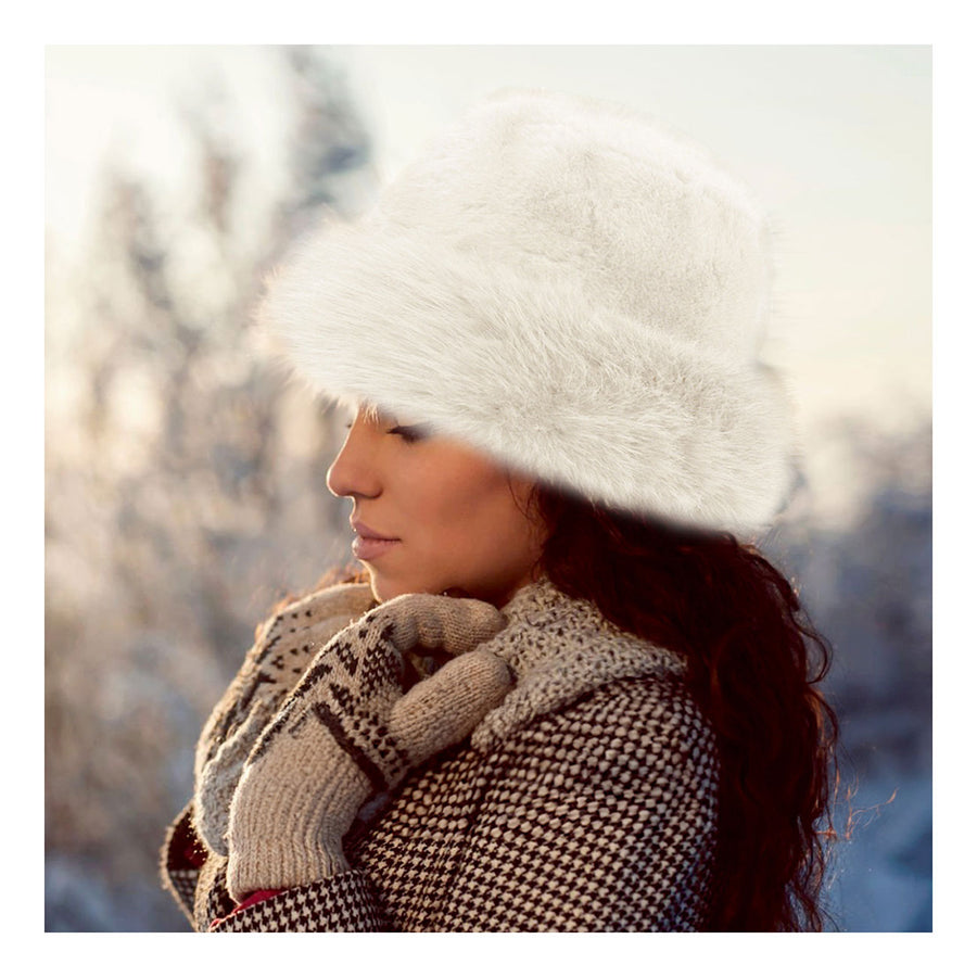 Stylish Burgundy Faux Fur Russian Style Plush Bucket Hat