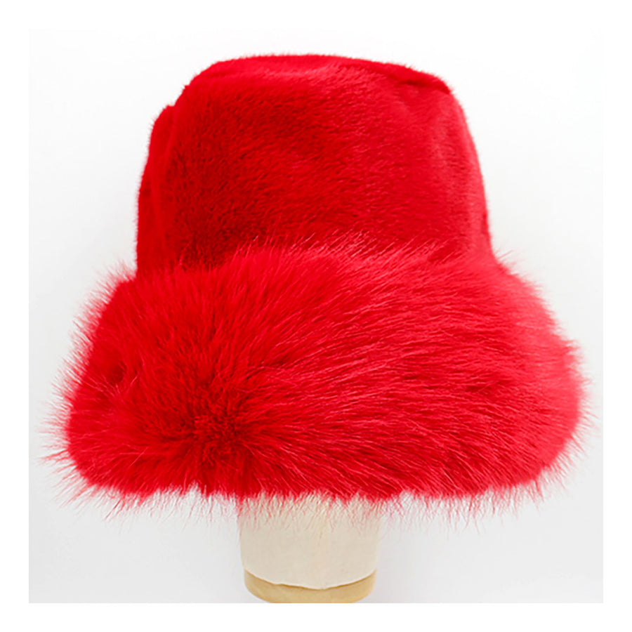 Stylish Burgundy Faux Fur Russian Style Plush Bucket Hat