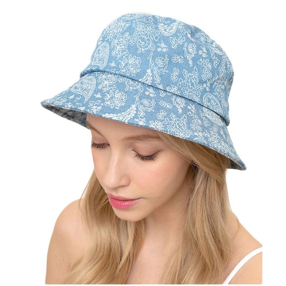 Denim Blue Paisley Bucket Hat