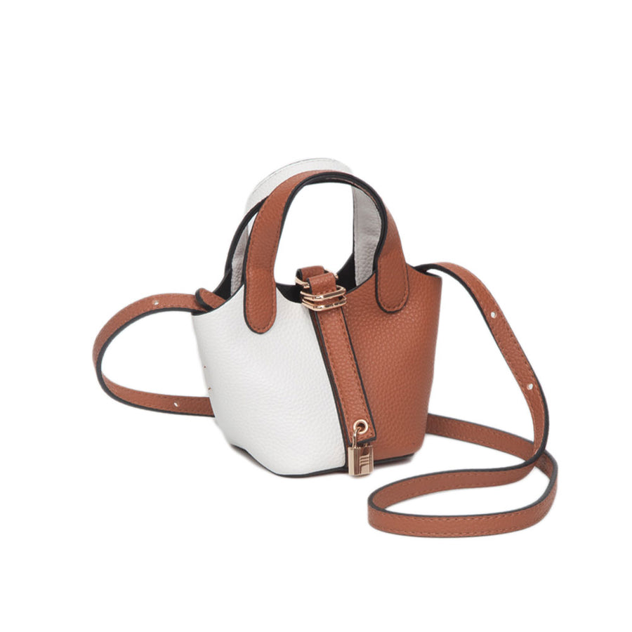 Two Tone Leopard Mini Crossbody Buclet Bag