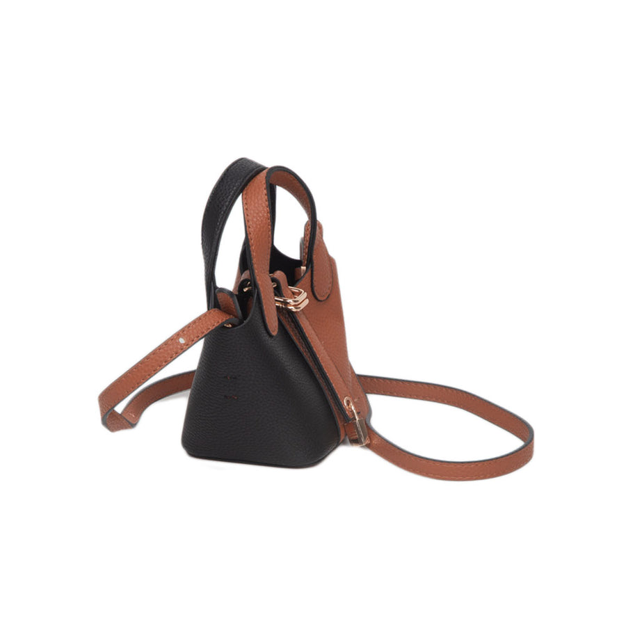 Two Tone Leopard Mini Crossbody Buclet Bag