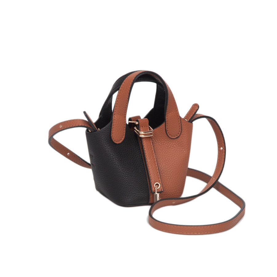 Two Tone Leopard Mini Crossbody Buclet Bag