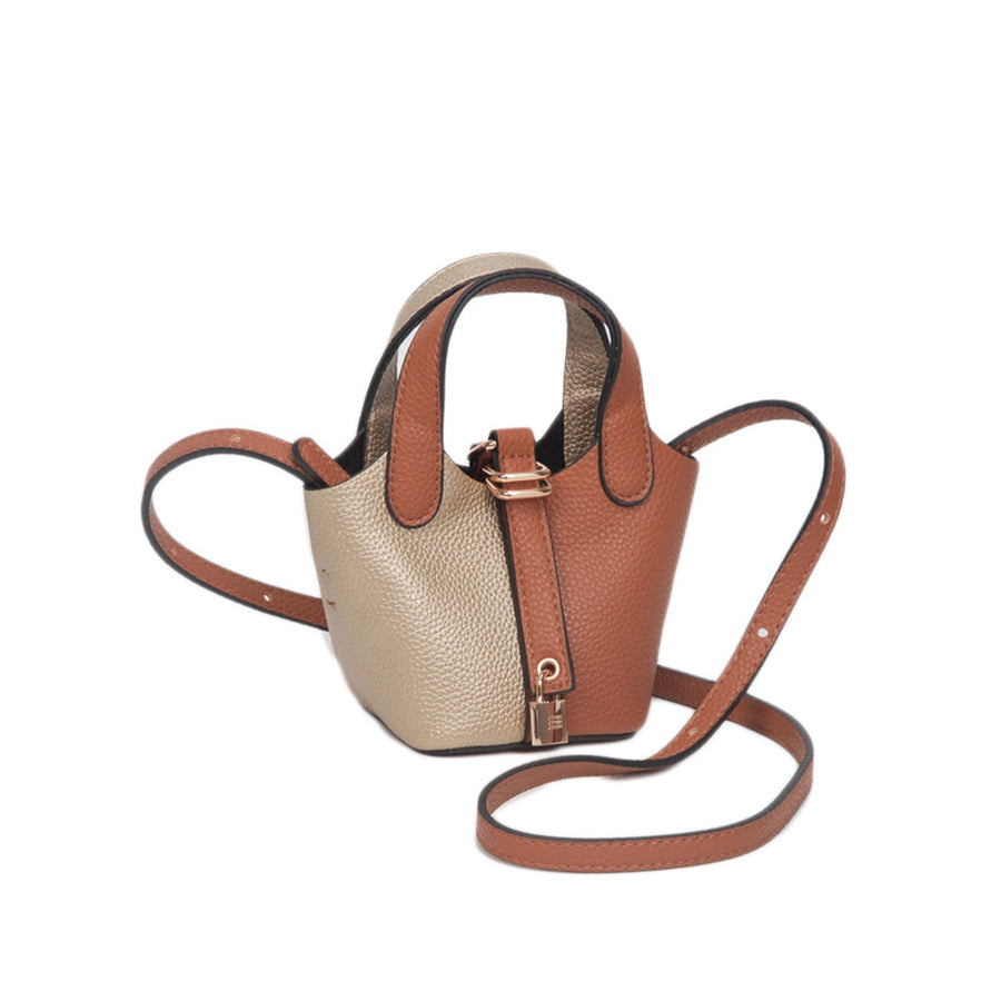 Two Tone Leopard Mini Crossbody Buclet Bag