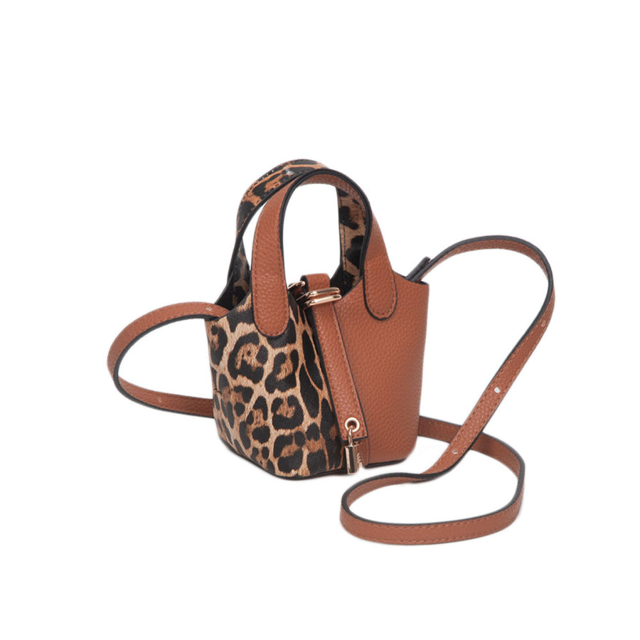 Two Tone Leopard Mini Crossbody Buclet Bag