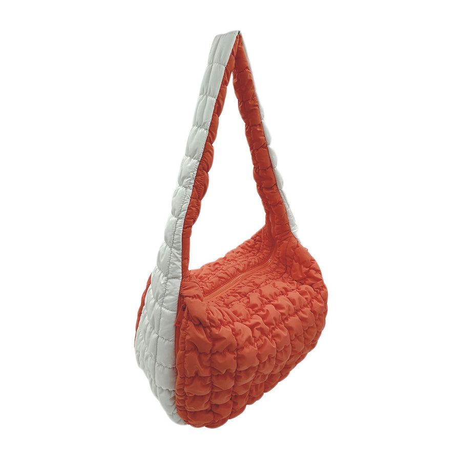 Burgundy Ivory Quilted Puffer Shoulder Crossbody Cloud Bag