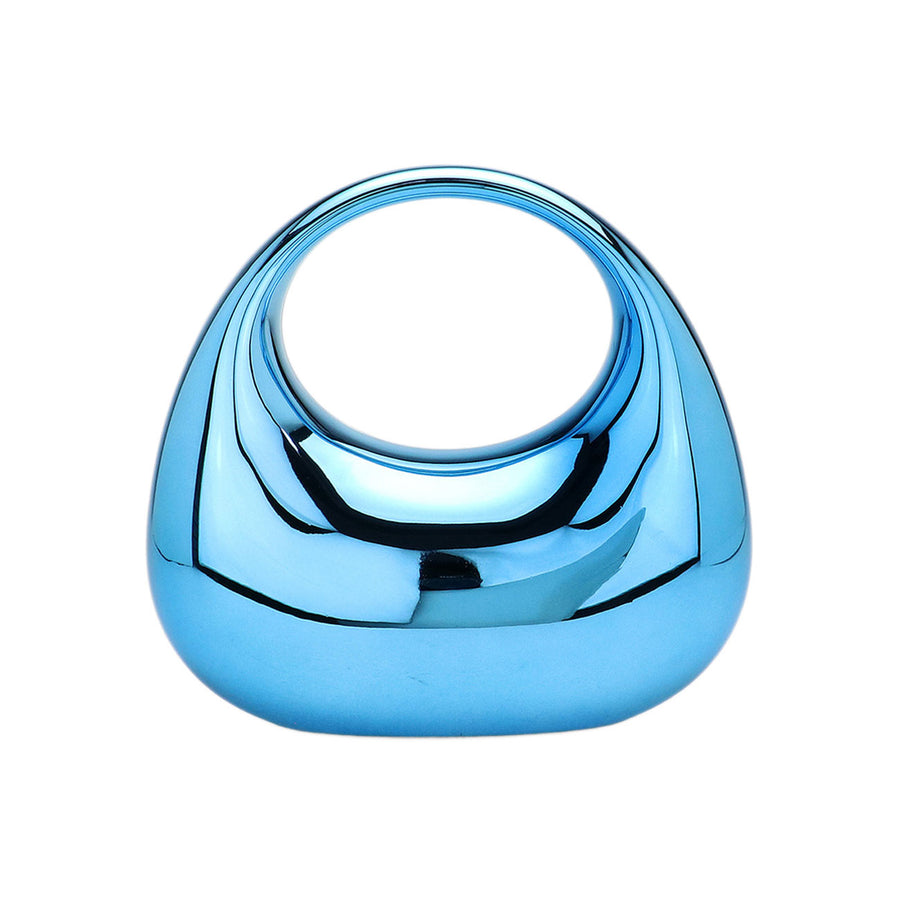 Blue Metallic Acrylic Crescent Shape Bag