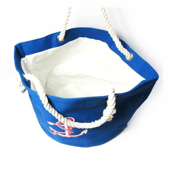 Blue Anchor Ahoy Canvas Tote Bag