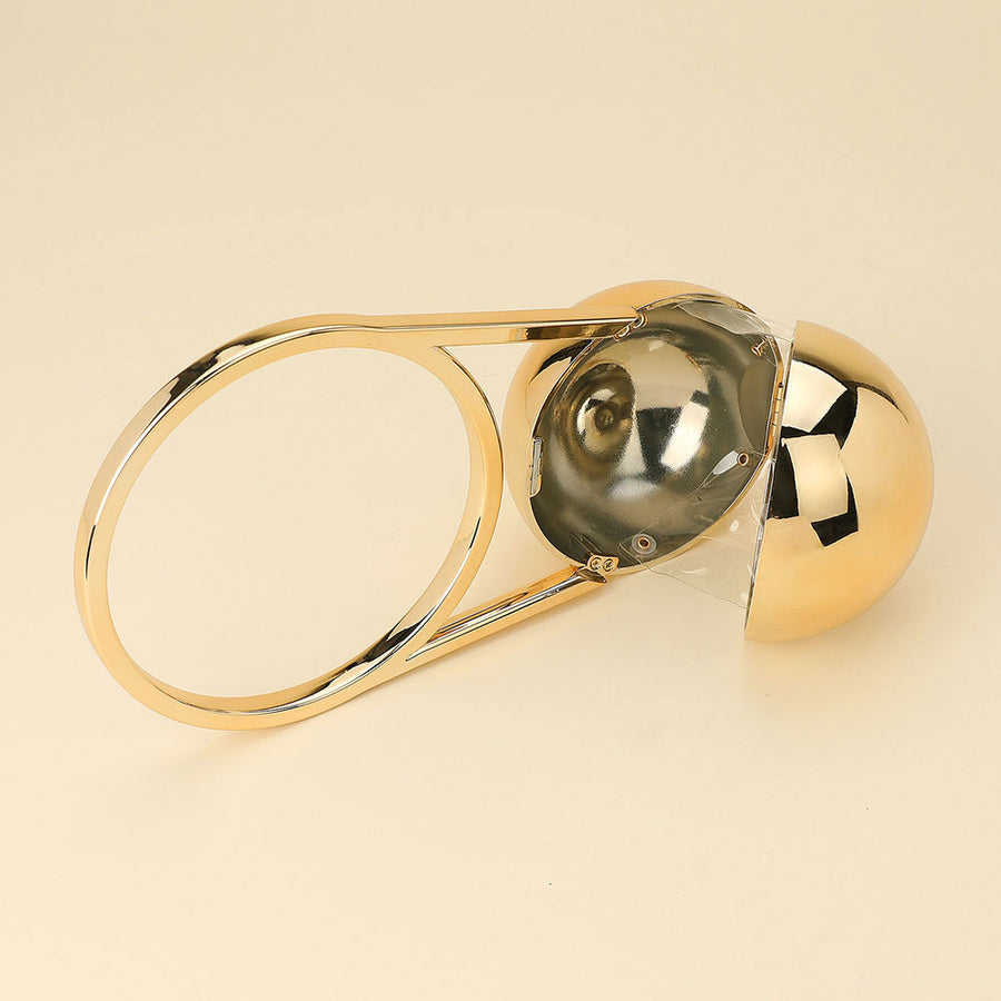 Silver Sculptural Orb Evening Clutch Bag