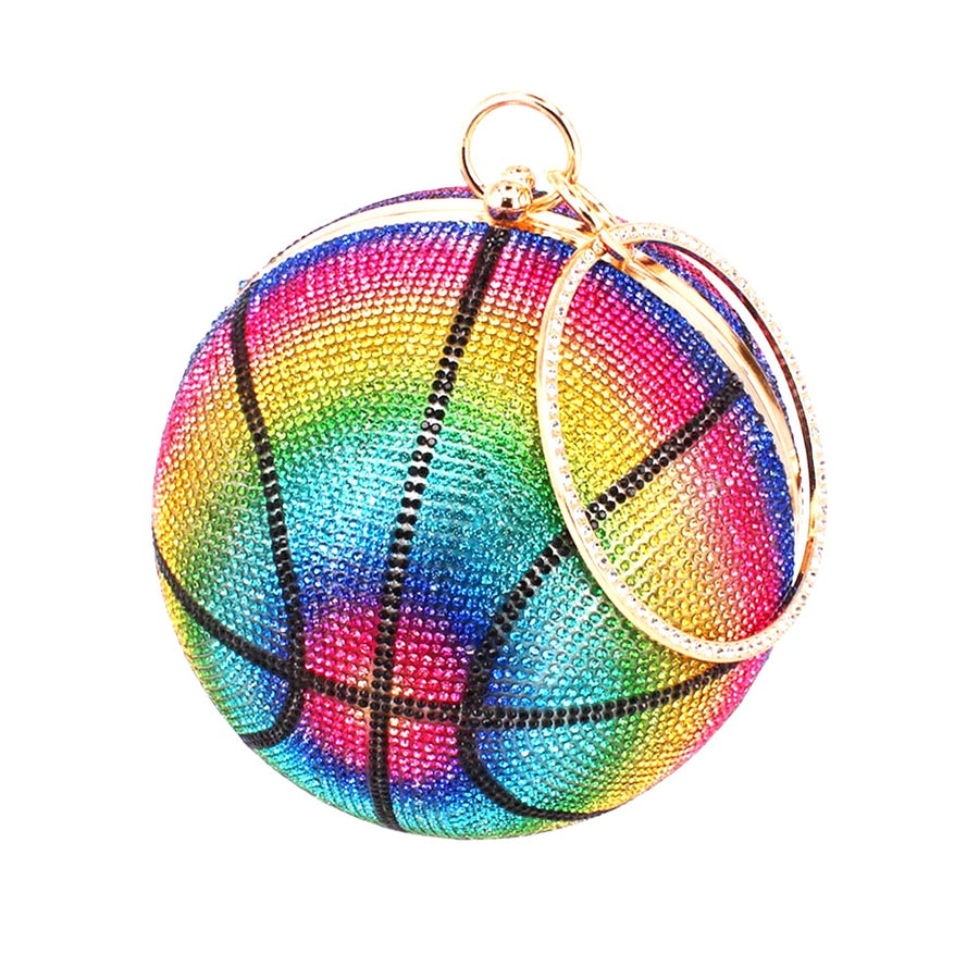 Dazzling Multi Color Basketball Minaudiere Evening Case Purse Bag