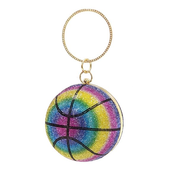 Dazzling Multi Color Basketball Minaudiere Evening Case Purse Bag