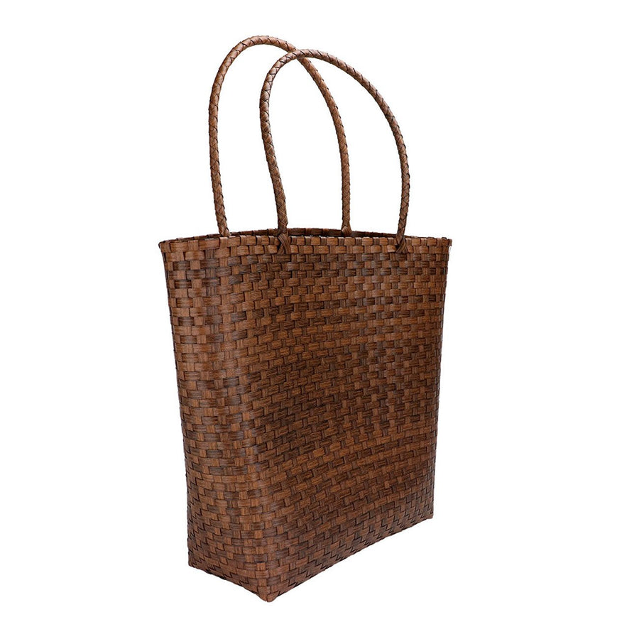 Handmade Green Basket Weave Tote Bag