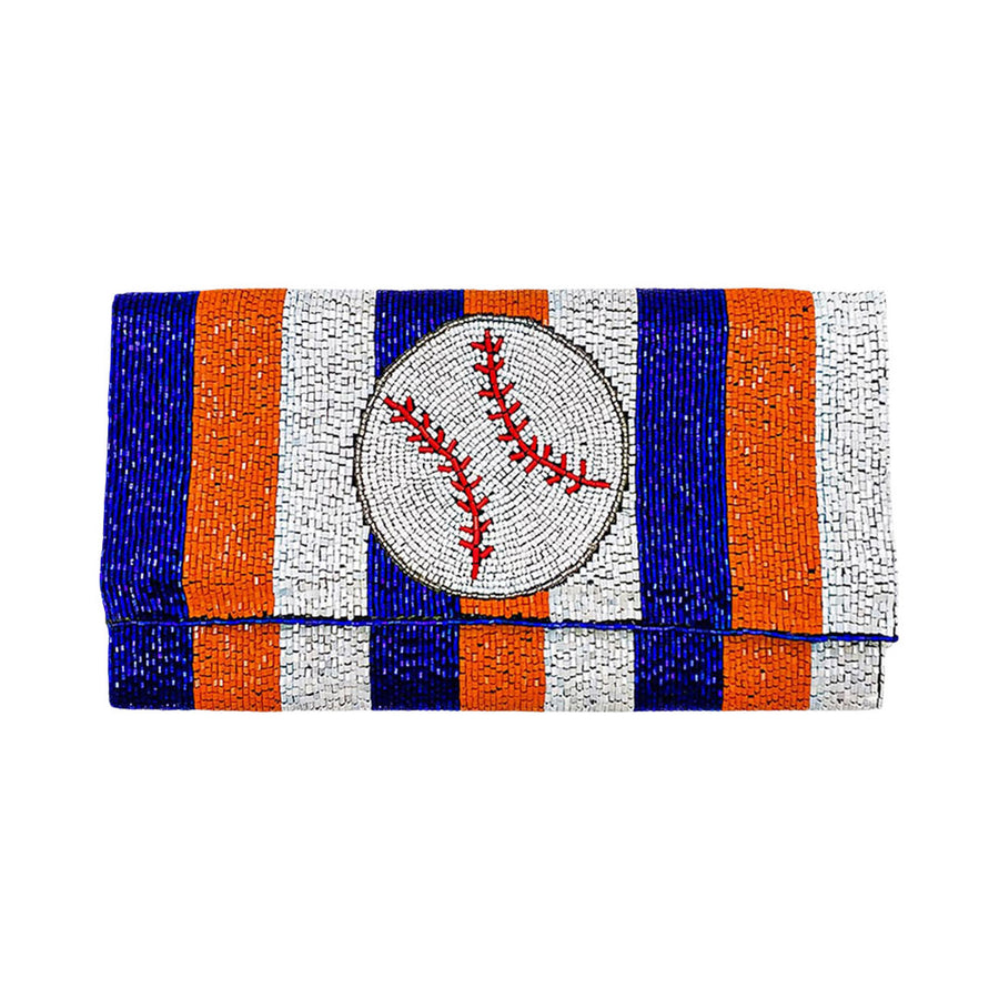 Multi Color Baseball Beaded Clutch Crossbody Bag