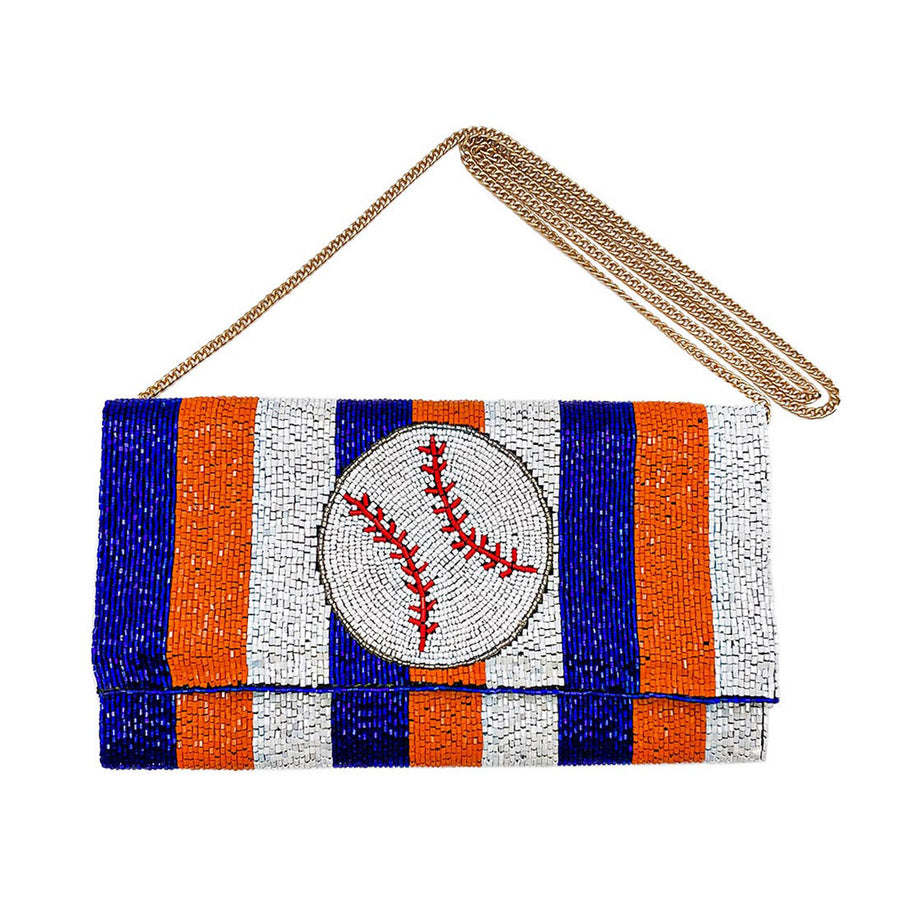 Multi Color Baseball Beaded Clutch Crossbody Bag