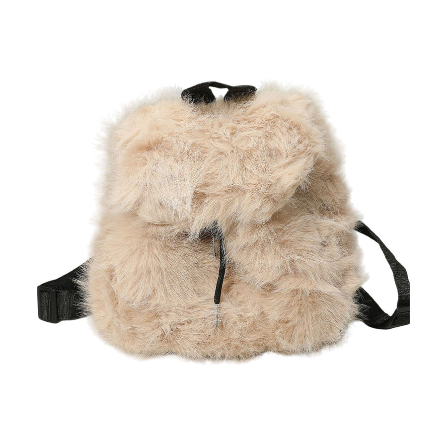 Beige Faux Fur Cozy Backpack