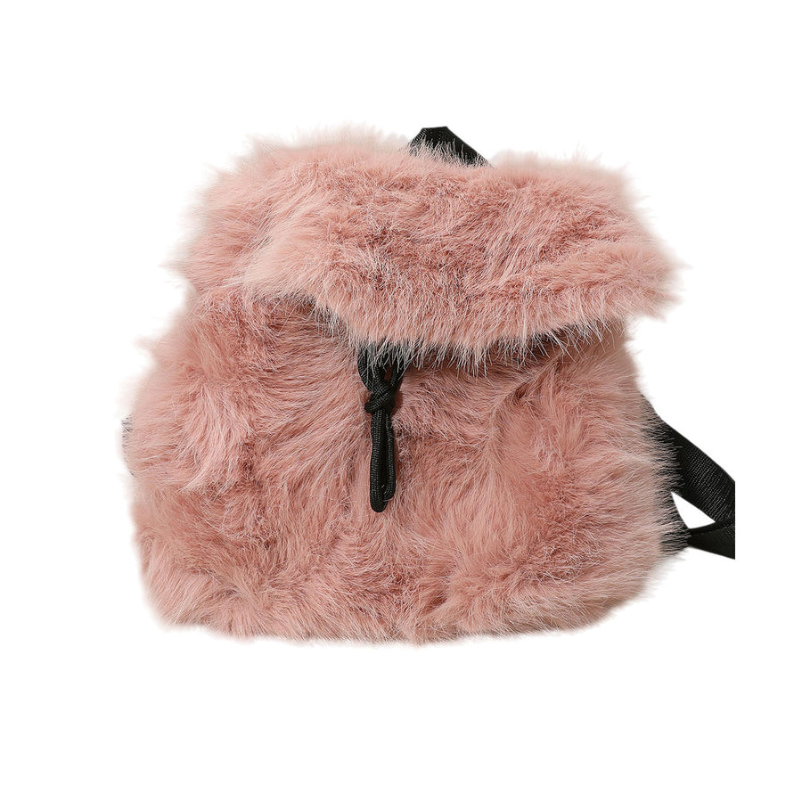Beige Faux Fur Cozy Backpack