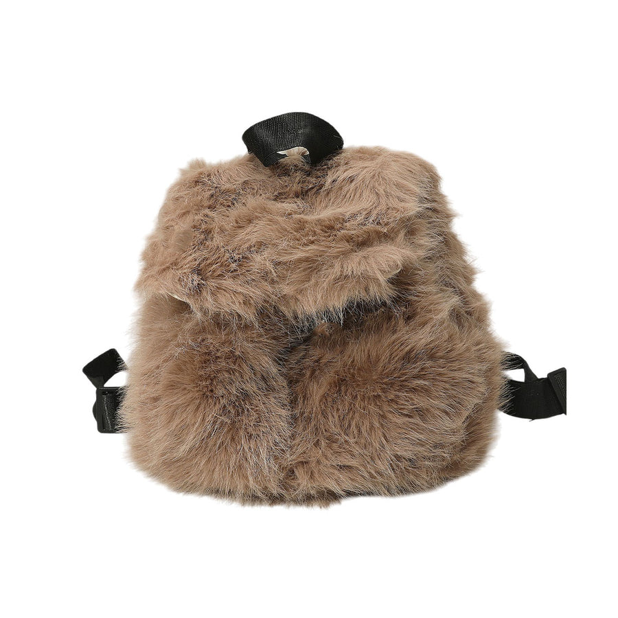 Beige Faux Fur Cozy Backpack