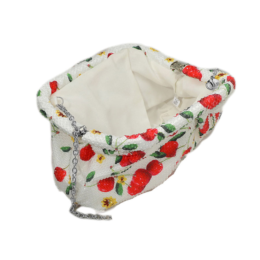 Bling Studded Cherry Pattern Evening Clutch Bag