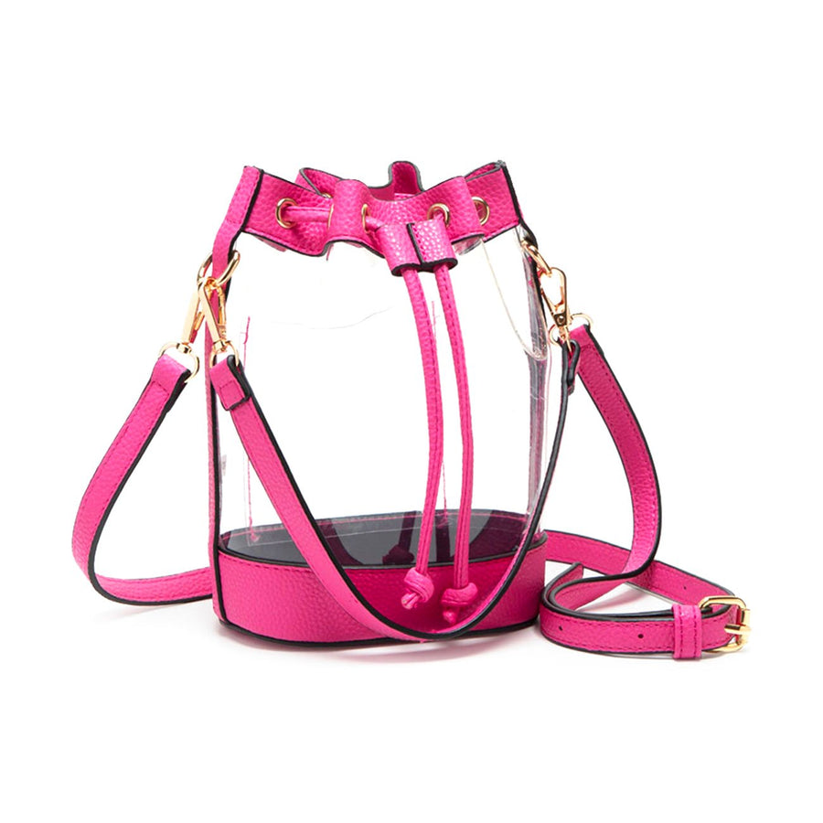 Versatile Transparent Clear Fuchsia Trim Bucket Bag