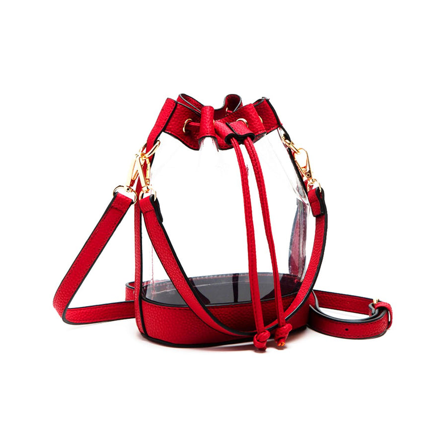 Versatile Transparent Clear Fuchsia Trim Bucket Bag