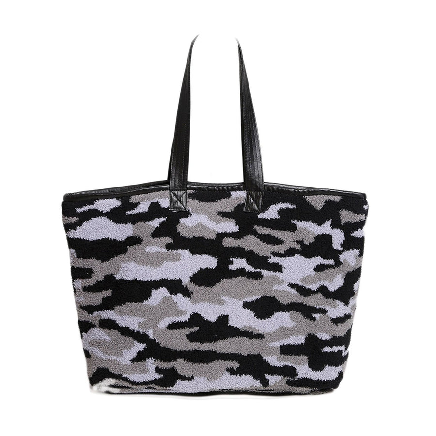 Edgy Oversized Gray Camouflage Tote Bag