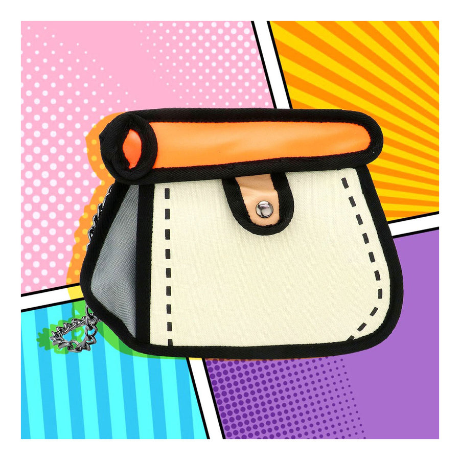 Ivory Orange Cartoon 2D Animated Crossbody Bag