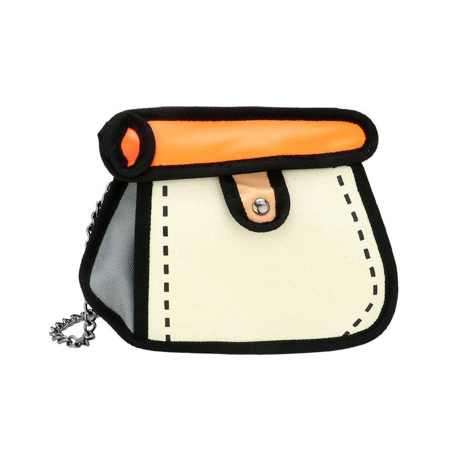 Ivory Orange Cartoon 2D Animated Crossbody Bag