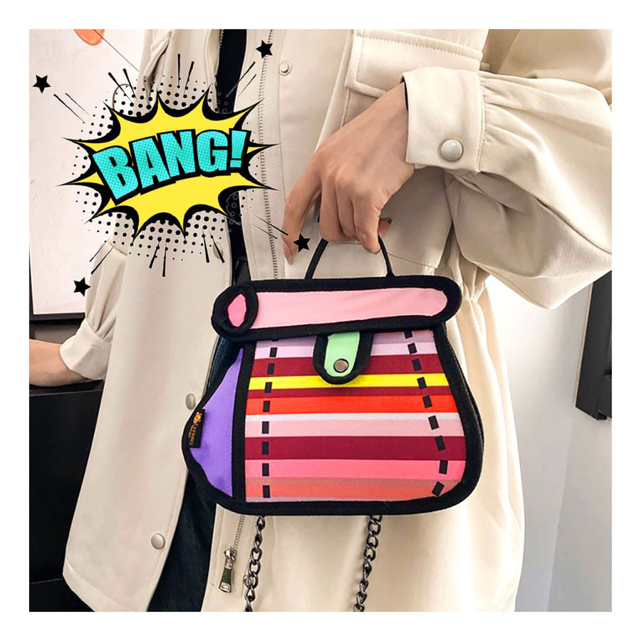 Multi Pink Cartoon 2D Animated Crossbody Bag