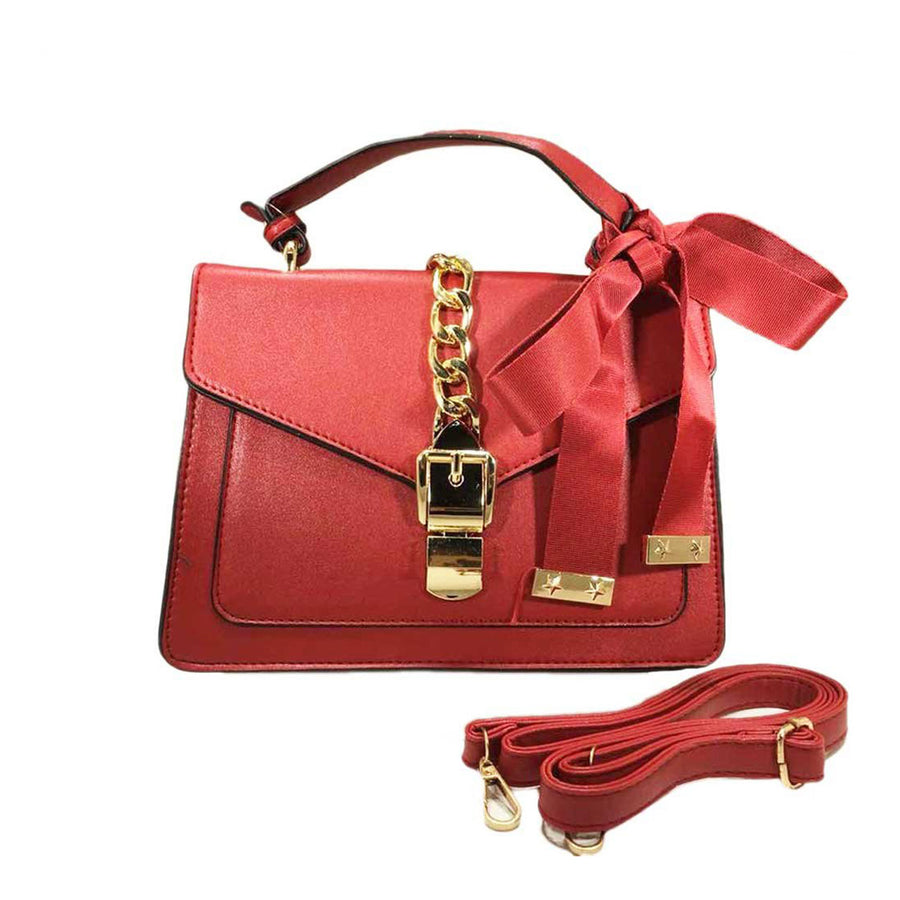 Red Bow Chain Clutch Bag