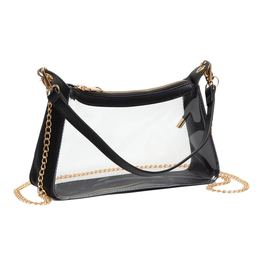 Style Transparent Black Trim Baguette Crossbody Bag