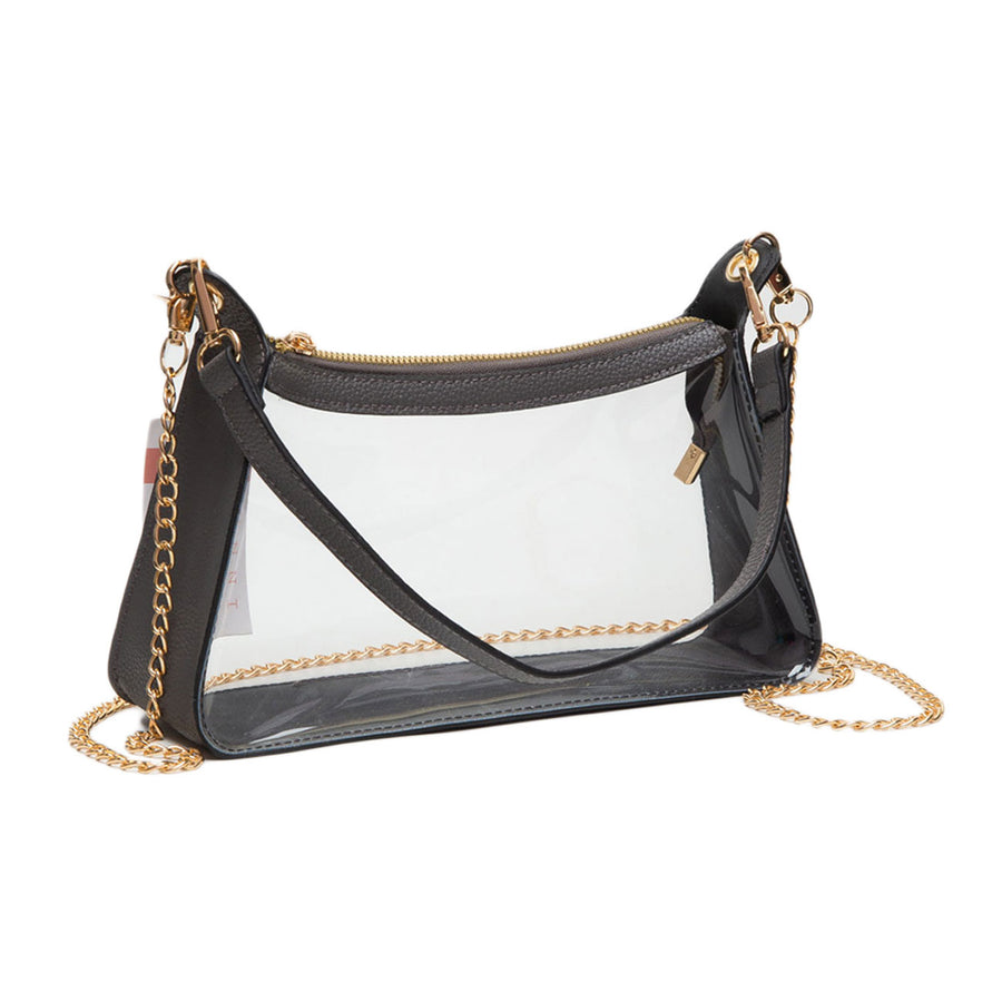 Style Transparent Black Trim Baguette Crossbody Bag