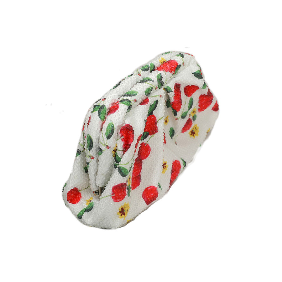 Bling Studded Cherry Pattern Evening Clutch Bag