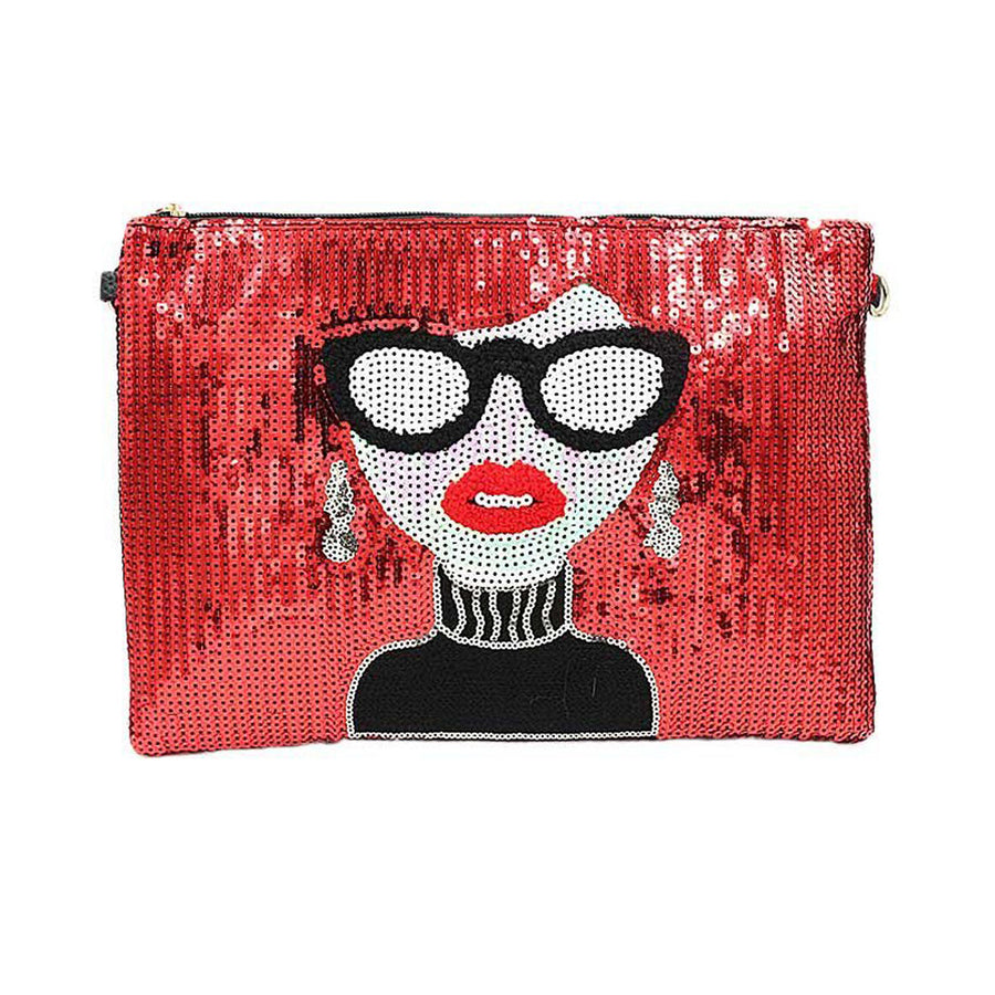 Glittering Red Face Sequins Clutch Bag