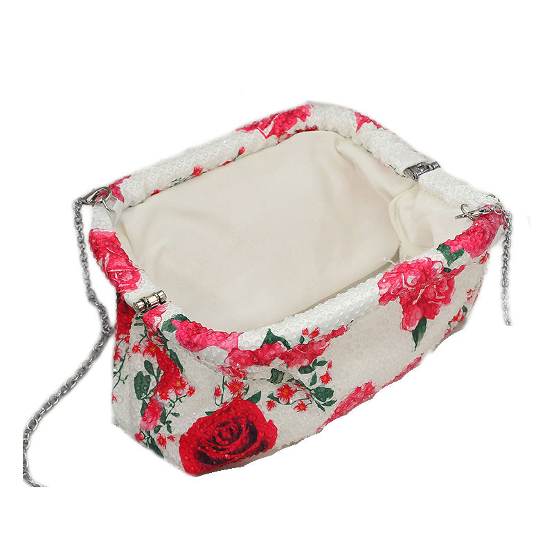 Bling Studded Floral Pattern Evening Clutch Bag