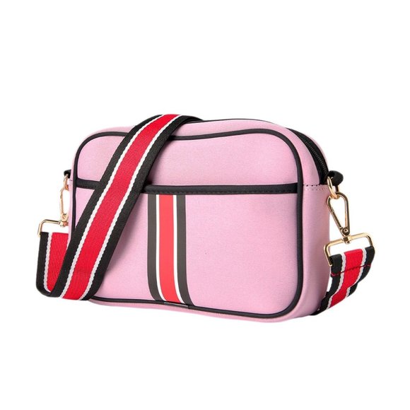 Pink Color Block Stripe Crossbody Bag