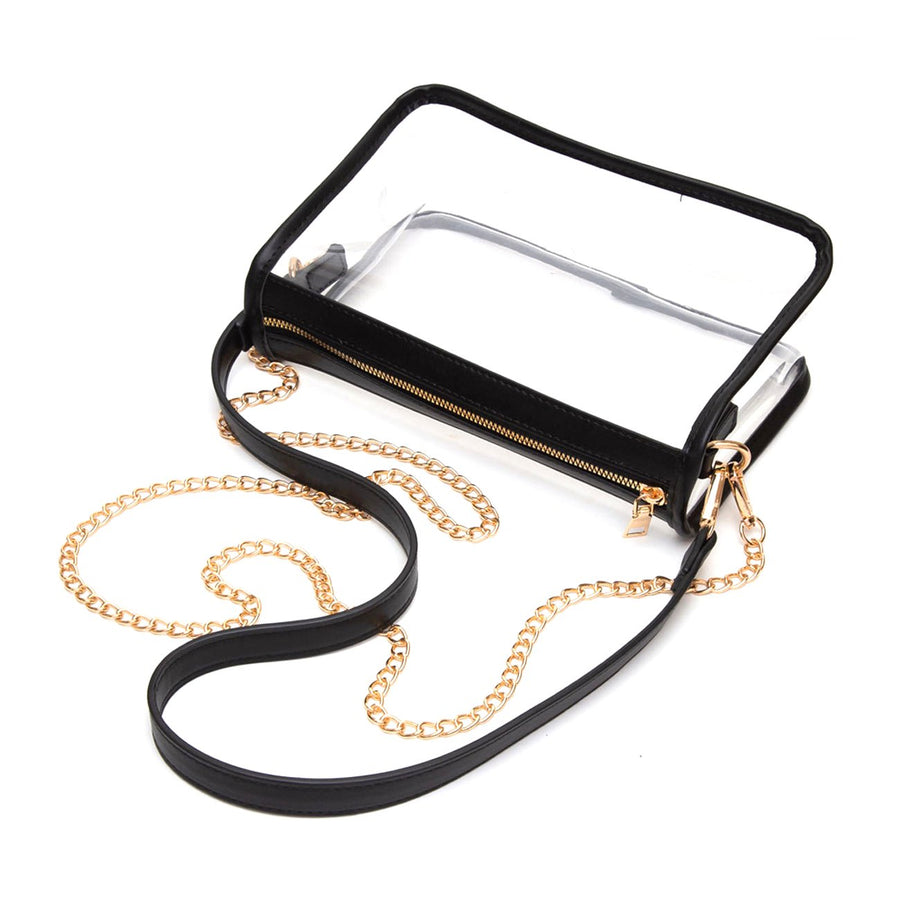 Versatile Transparent Clear Mustard Trim Crossbody Bag