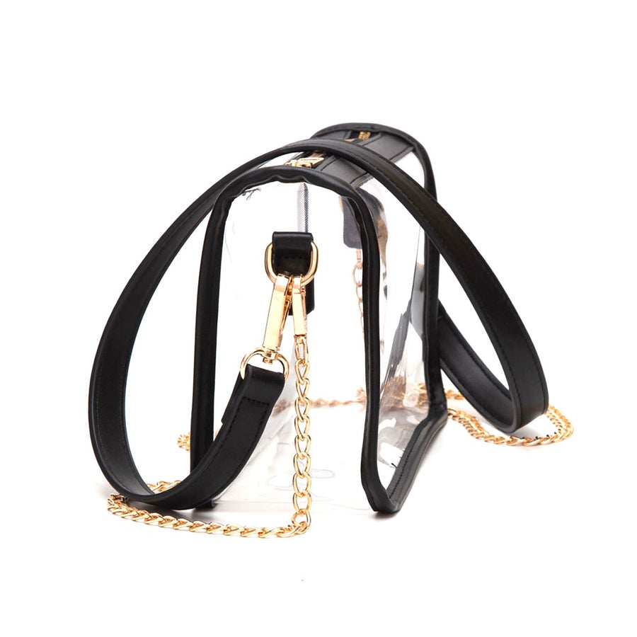 Versatile Transparent Clear Mustard Trim Crossbody Bag