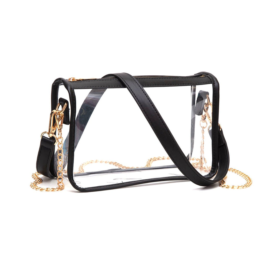 Versatile Transparent Clear Mustard Trim Crossbody Bag