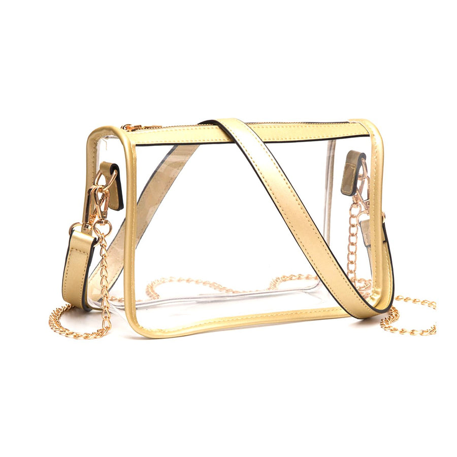 Versatile Transparent Clear Mustard Trim Crossbody Bag