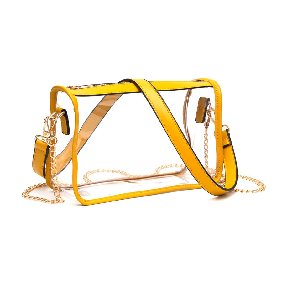 Versatile Transparent Clear Mustard Trim Crossbody Bag