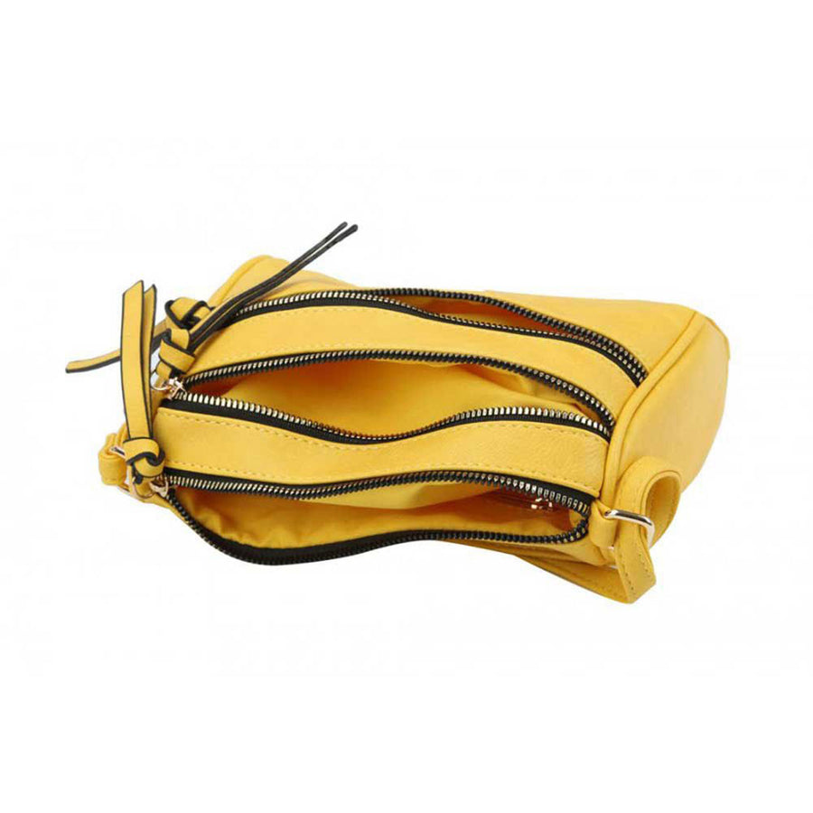 Yellow Tassel Double Zipper Crossbody Bag