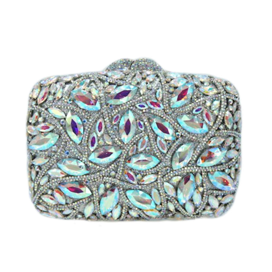 Luxe Bling Multi Blue Stone Evening Clutch Case Bag