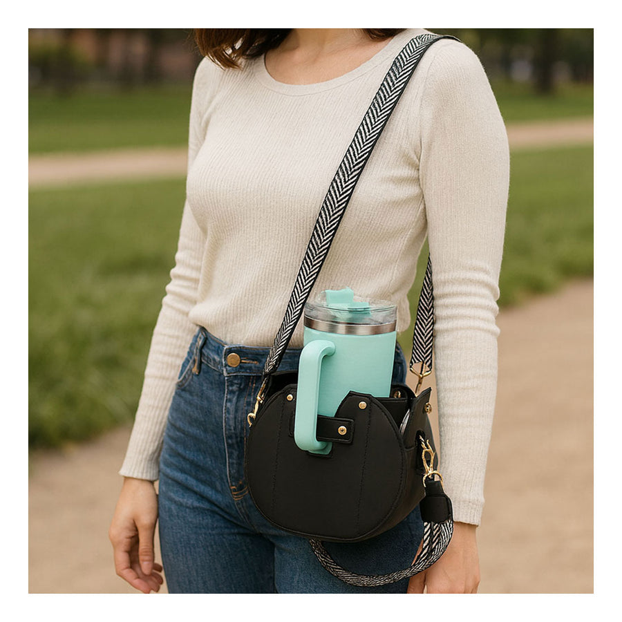 Tan Functional Tumbler Crossbody Bucket Bag