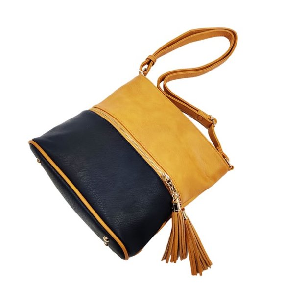 Camel Navy Tassel Crossbody Bag
