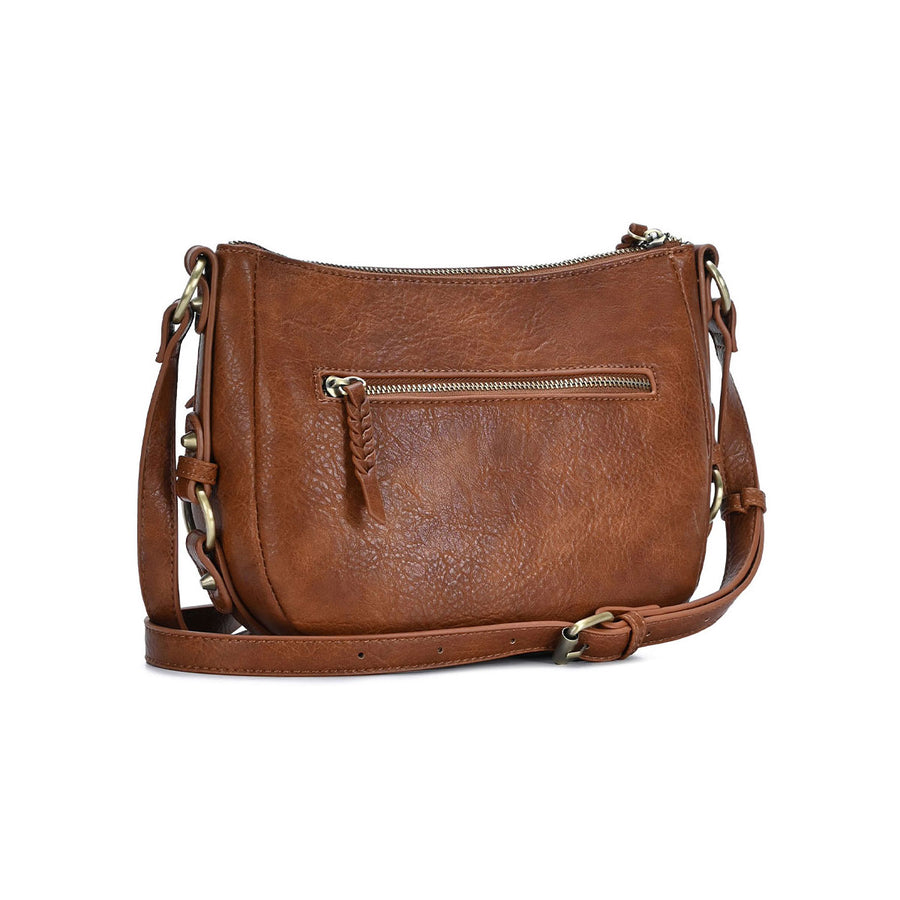 Tan Faux Leather Crossbody Bag