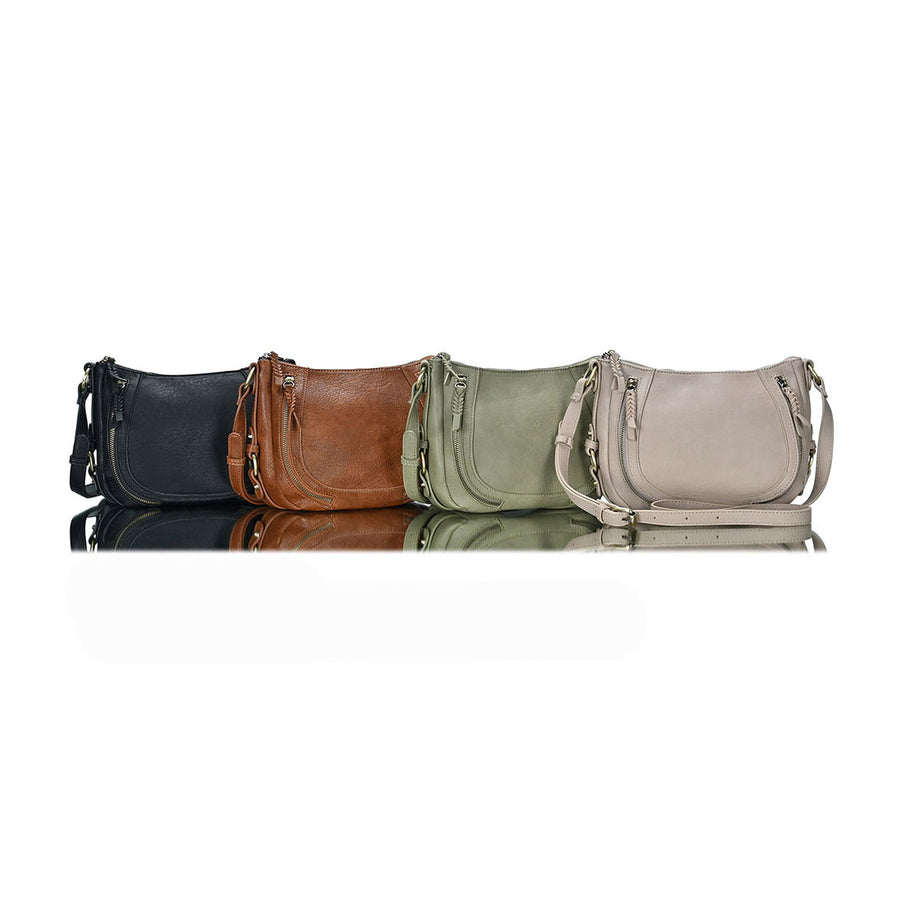 Tan Faux Leather Crossbody Bag