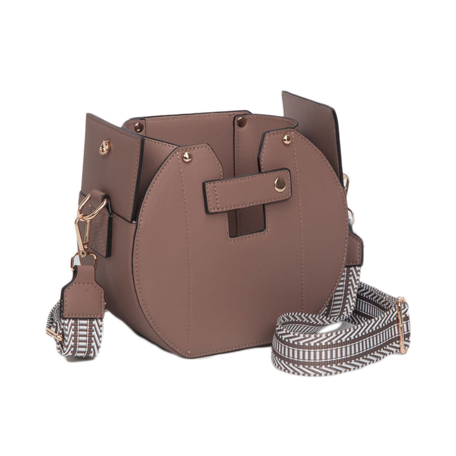 Tan Functional Tumbler Crossbody Bucket Bag