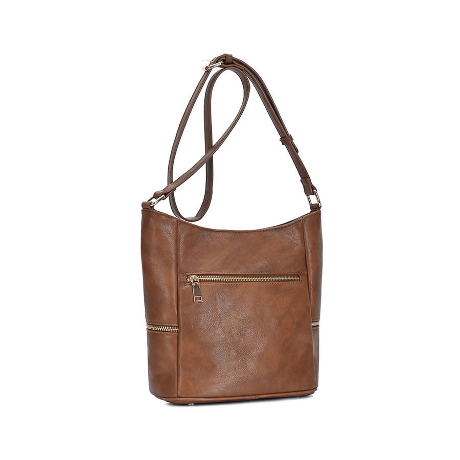 Tan Zipper Crossbody Bag